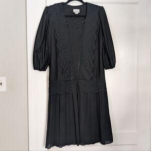 Vintage 80s Black Lace Midi Dress – Good Times USA Size 9/10 M/L Gothic Prairie